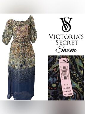 🆕VICTORIA’S SECRET SWIM - M/L - NWT - PAISLEY OMBRE BEACH COVER UP MAXI DRESS